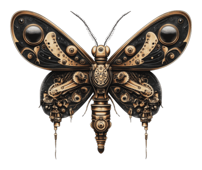 Detailed steampunk butterfly art png
