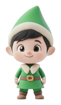 Cute elf character ready for festive adventures png