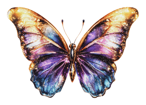 Colorful butterfly with a starry design pattern png