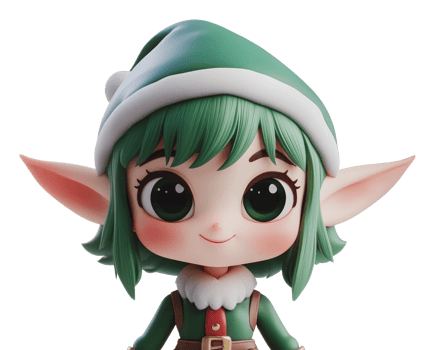 Festive elf in a green hat png