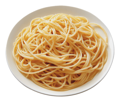 Freshly cooked spaghetti on a bright plate png