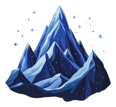 Majestic blue mountain range with sparkling stars png
