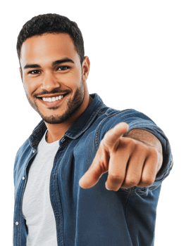 Smiling man pointing playfully at the viewer png