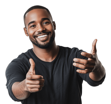 Man smiling and giving a thumbs up png