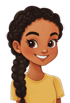 Smiling girl with braided hair in cheerful mood png