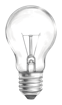 Classic incandescent light bulb drawing in detail png