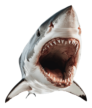 Great white shark displaying its powerful jaws png