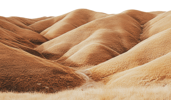 Rolling golden hills under clear sky png