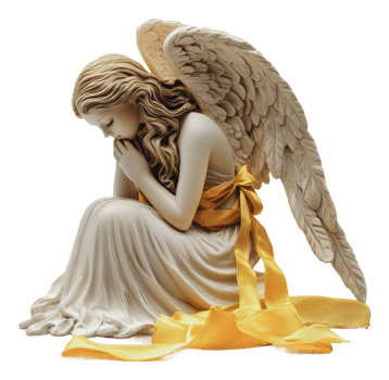 Angelic figure in thought, yellow ribbon png