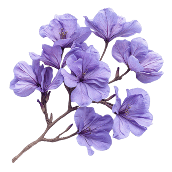Close-Up of Jacaranda Flowering Branch with Rich Purple Hues on Transparent Background png