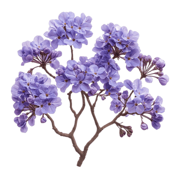 Purple Bloom Clusters from Jacaranda Tree in Full Bloom Isolated png