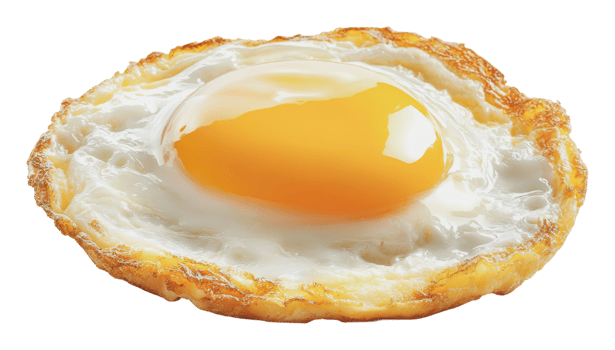 Brightly cooked sunny-side up egg on white plate png