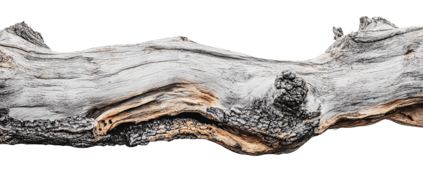 Intricate textured driftwood piece png