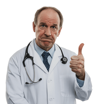 Doctor shows thumbs up for good health advice png