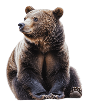 Grizzly bear resting in a natural pose outdoors png
