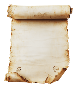 A rolled parchment scroll lies on a flat surface png