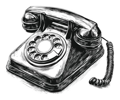 Vintage-style rotary phone illustration png