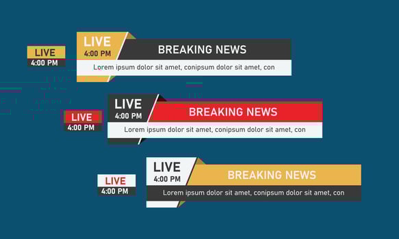 Simple breaking news lower third design with live tag vector