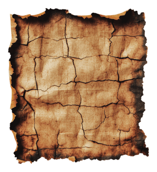 Ancient parchment with burnt edges and cracks png