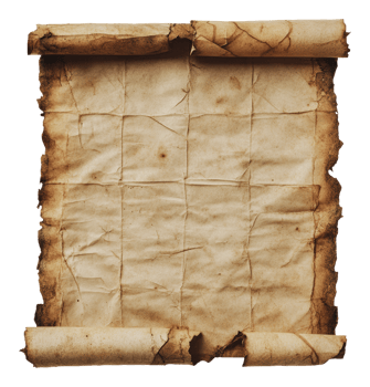 Ancient parchment with worn edges and creases png