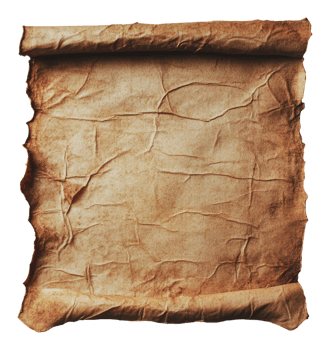 Vintage parchment scroll with aged texture png