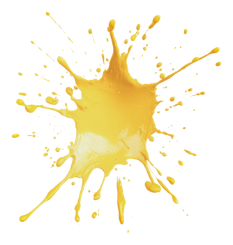 Bright yellow paint splash creates dynamic effect png