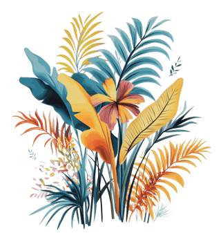 Tropical foliage decor arrangement png