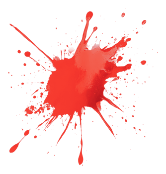 Bright red paint splash on white background png