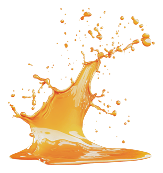 Orange liquid splash with dynamic patterns png