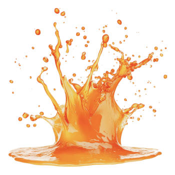 Orange liquid splash creates vibrant shapes png