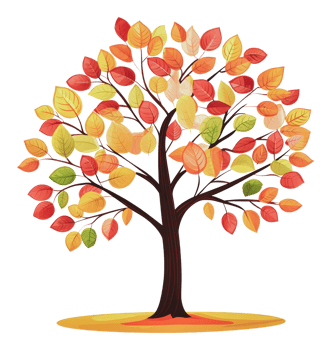Bright autumn tree with colorful leaves png