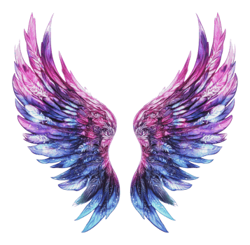 Colorful artistic representation of angel wings png