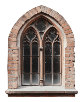 Intricate design arched window png