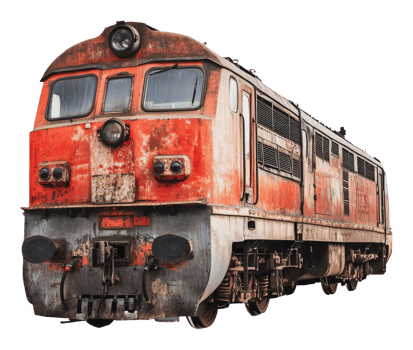 Old rusty train captured in bright light png