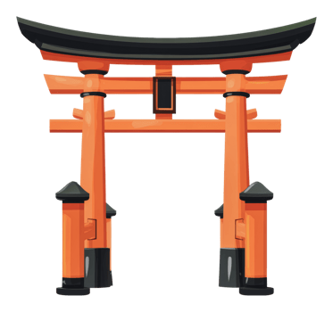 Traditional Japanese torii gate in vibrant orange png
