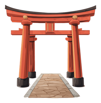Traditional Japanese Torii Gate at Sunset png