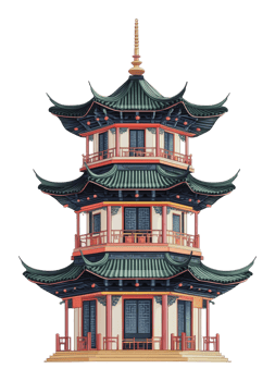 Traditional Asian pagoda with intricate design png