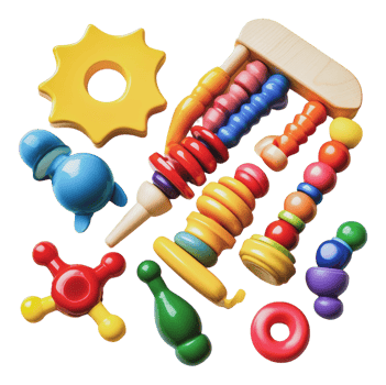 Colorful wooden toys for kids' growth png
