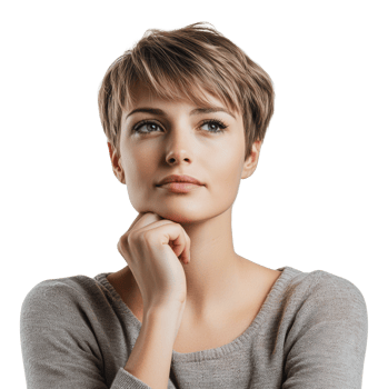 Reflective moment of a thoughtful young woman png