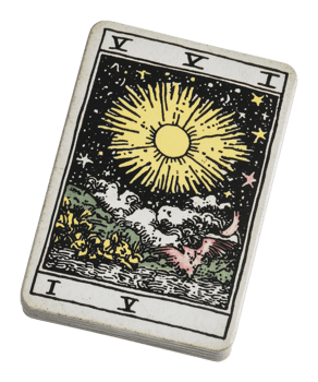 Tarot card depicting the sun with vibrant colors png