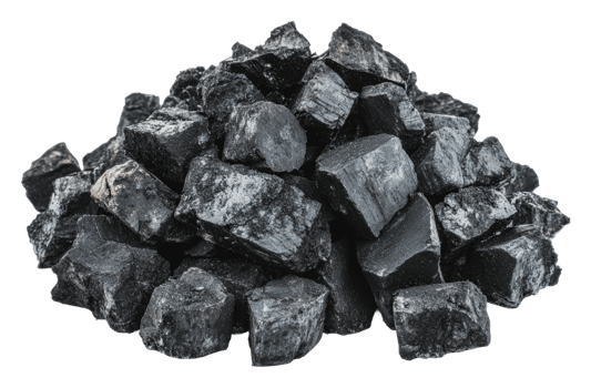 Black coal pieces stacked in a random pile png