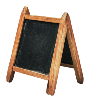 Small wooden chalkboard stand for signage png