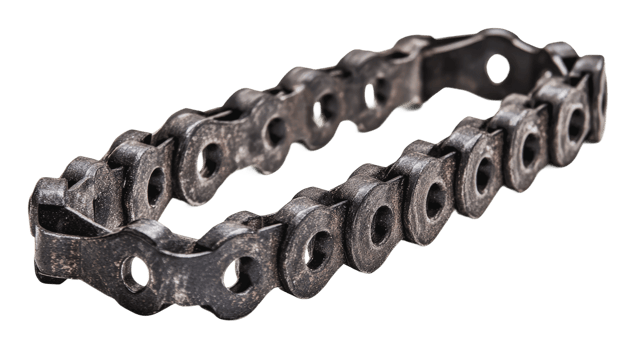 Bicycle chain link lying on a flat surface png