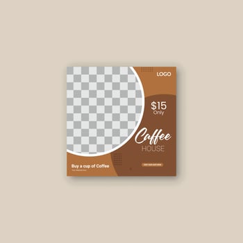 Delicious Coffee Social Media Post, Coffee Social Media Post Template vector