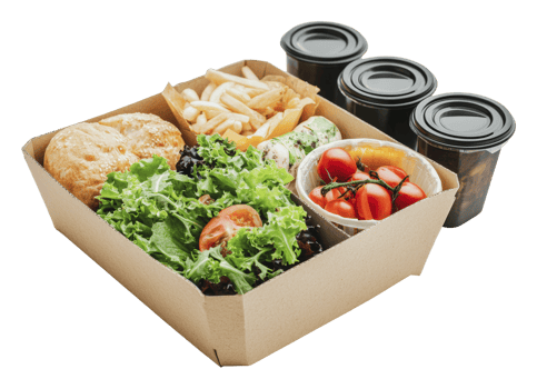 Healthy lunch box with salad and sides for people png