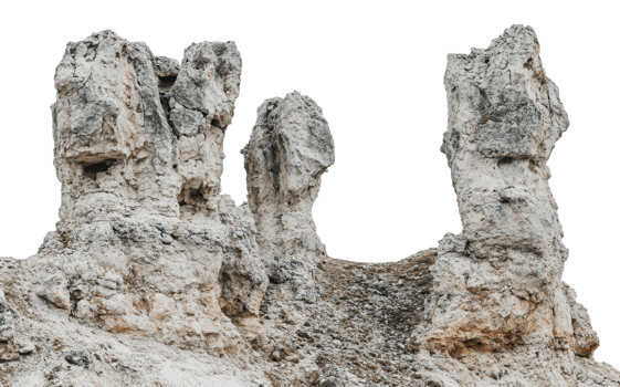 Unique rock formations in a dry landscape png