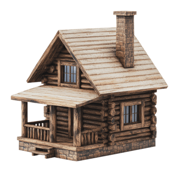 Rustic log cabin model for home decoration png