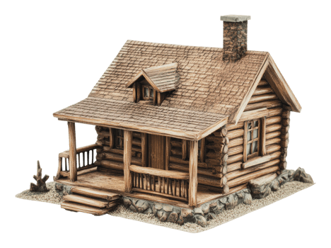 Wooden cabin model for collectors png