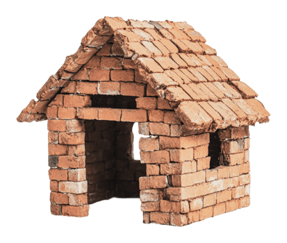 Miniature brick house model for display or play png