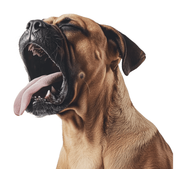 Dog yawning with mouth wide open against backdrop png